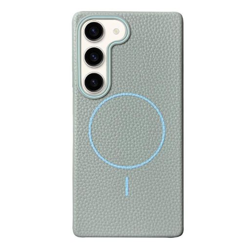 Samsung Galaxy S23 5G MagSafe Litchi Grain TPU Case (Light Blue) - 1
