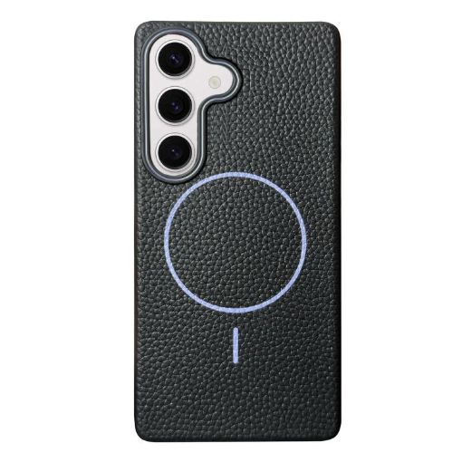 Samsung Galaxy S24 FE 5G MagSafe Litchi Grain TPU Case (Black Purple) - 1
