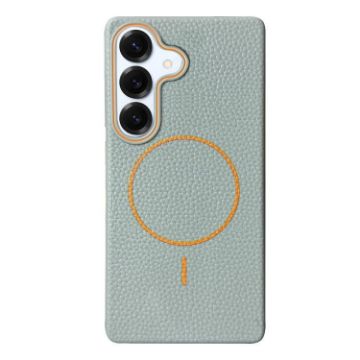 Samsung Galaxy S25 5G Blue Orange MagSafe Litchi TPU Case - 1