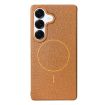 Galaxy S25+ 5G Litchi Grain TPU Case Gold Brown w/ MagSafe - 1