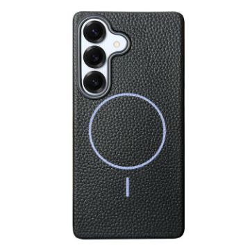 Samsung Galaxy S25+ 5G TPU Case Black Purple MagSafe Litchi Grain - 1