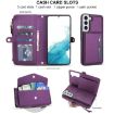 Galaxy S22 5G Wallet Detachable Leather Case with Lanyard, Dark Purple - 4