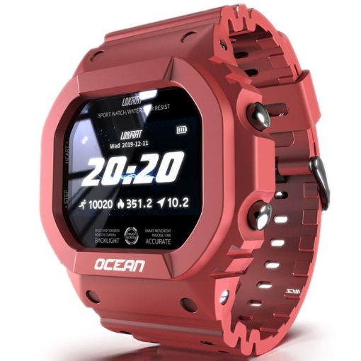 Lokmat OCEAN Smart Watch, 1.14" TFT, IP68, Sleep/Sport, Wine Red - 1