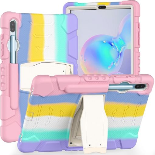 Samsung Galaxy Tab S6 T860 Pink Shockproof Case with Holder - 1