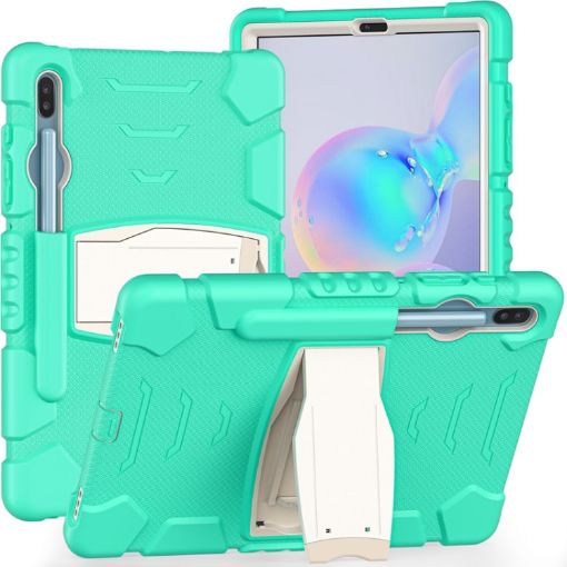 Samsung Galaxy Tab S6 T860 Shockproof Case with Holder, Mint Green - 1