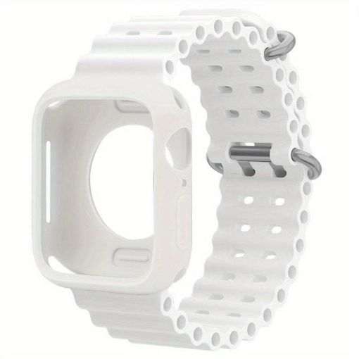 Apple Watch 44mm/45mm Ocean Silicone Band & Case (White) - 1