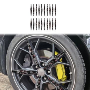Gold Foil Carbon Fiber Wheel Stickers for Corvette C8 (20pcs, Red) - 1