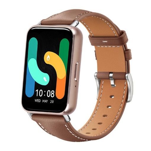 Galaxy Fit3 18mm Black Shark Leather Watch Band (Coffee) - 1