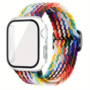 Rainbow Nylon Watch Band & Frosted Case for Apple Watch 40/41mm - 1