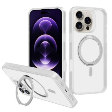 iPhone 16 Pro Kalebol MagSafe Rotating Holder Hybrid Case (White) - 1