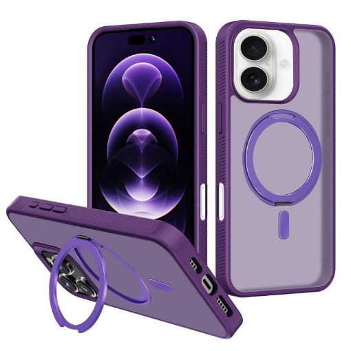 iPhone 16 Kalebol MagSafe Rotating Holder Case - Deep Purple - 1