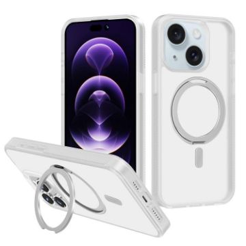 iPhone 14 Kalebol MagSafe Rotating Holder PC TPU Case (White) - 1