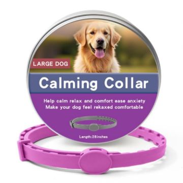 Large Dog Calming Deworming Collar - Fleas & Ticks Removal, Purple - 1