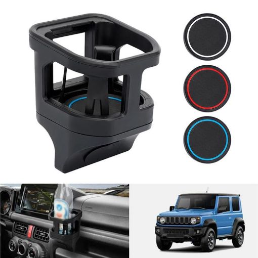 Suzuki Jimny JB74/JB64 Car Cup Holder with Anti-slip Mats (Black) - 1