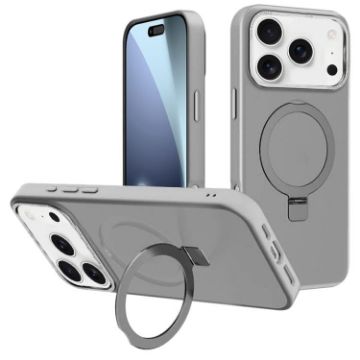 iPhone 17 Pro Max Grey Metal Lens Frame MagSafe Holder Case - 1