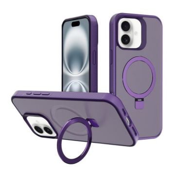 iPhone 16 Dark Purple Kalebol MagSafe Holder Frosted Case - 1