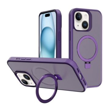 Kalebol Frosted MagSafe Case for iPhone 15 Plus (Dark Purple) - 1