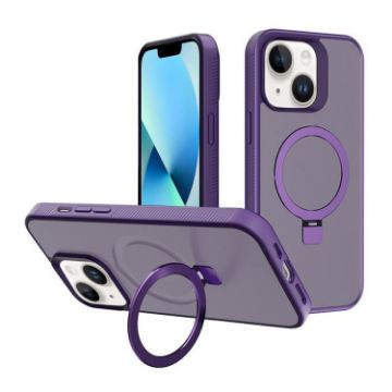 iPhone 13 Kalebol Frosted MagSafe Dark Purple PC Phone Case - 1