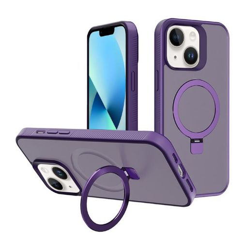 iPhone 13 Kalebol Frosted MagSafe Dark Purple PC Phone Case - 1