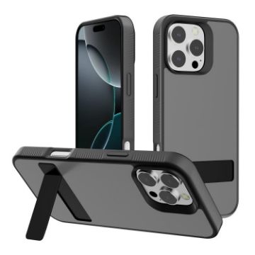 iPhone 16 Pro Kalebol Black Frosted Holder Hybrid Case - 1