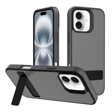iPhone 16 Kalebol Hybrid Frosted TPU PC Case (Black) - 1