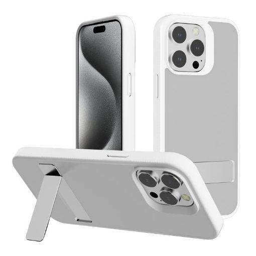 iPhone 15 Pro Kalebol Frosted White Hybrid TPU Case Holder - 1