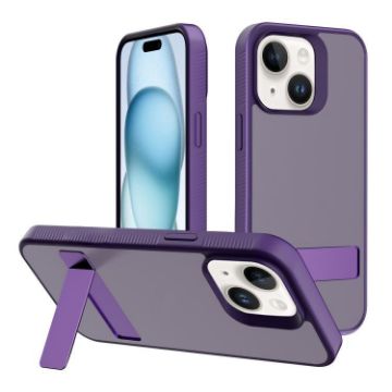 iPhone 15 Plus Kalebol Dark Purple Frosted Holder Case - 1