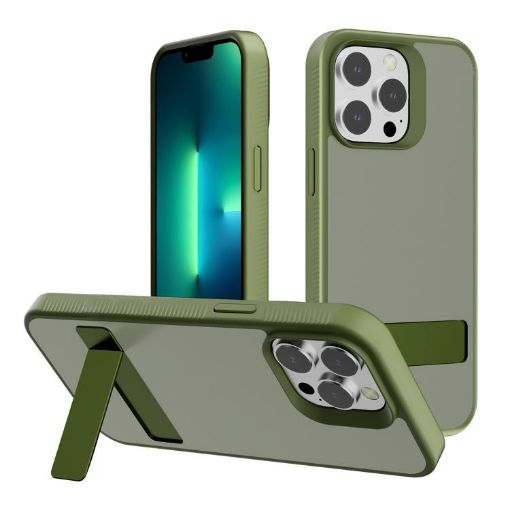 For iPhone 13 Pro Deep Green Kalebol Frosted Hybrid Phone Case - 1