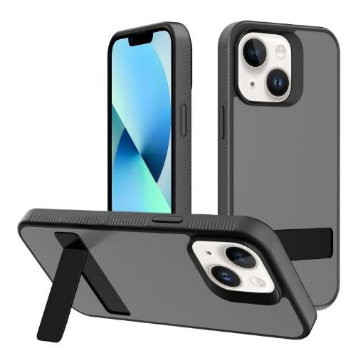 iPhone 13 Kalebol Frosted PC TPU Hybrid Case Holder Black - 1