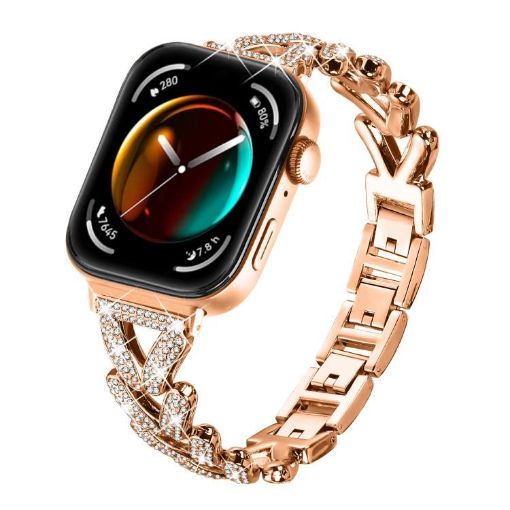 Rose Gold Twist Diamond Metal Band for Huawei Watch Fit 4/4 Pro/3 - 1
