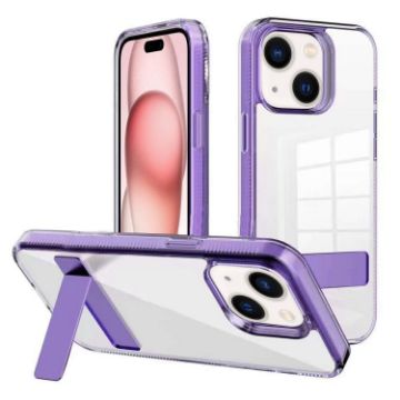 Kalebol Clear Acrylic TPU Phone Case for iPhone 15 Plus (Purple) - 1