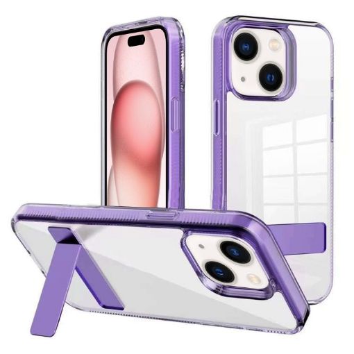Kalebol Clear Acrylic TPU Phone Case for iPhone 15 Plus (Purple) - 1