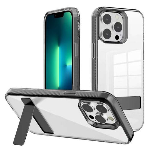 iPhone 13 Pro Kalebol Holder Clear Acrylic TPU Case (Black) - 1