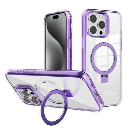 iPhone 15 Pro Kalebol MagSafe Clear TPU Case (Purple) - 1