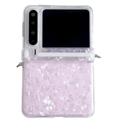 Huawei Pura X Pink Phone Case with Side Buckle and Shell Texture - 1