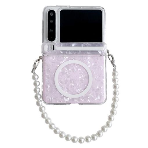 Huawei Pura X Pink MagSafe Case with Bracelet & Shell Texture - 1