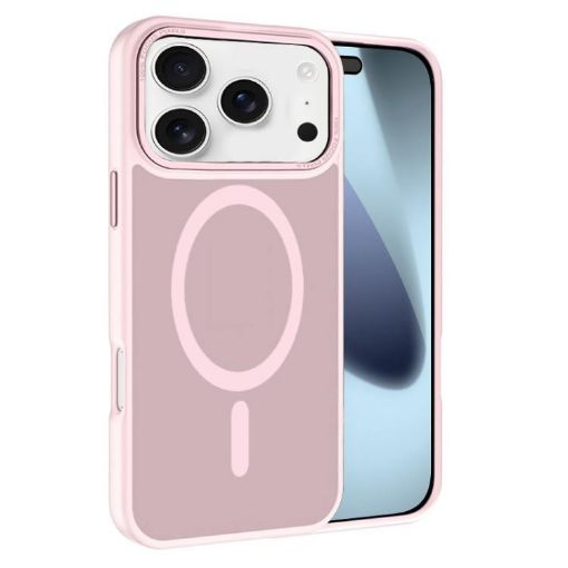 iPhone 17 Pro Max Pink Frosted MagSafe Case with Metal Lens Frame - 1