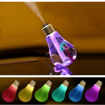 Colorful Light Bulb Shape 400ML Aromatherapy Humidifier (Gold) - 1