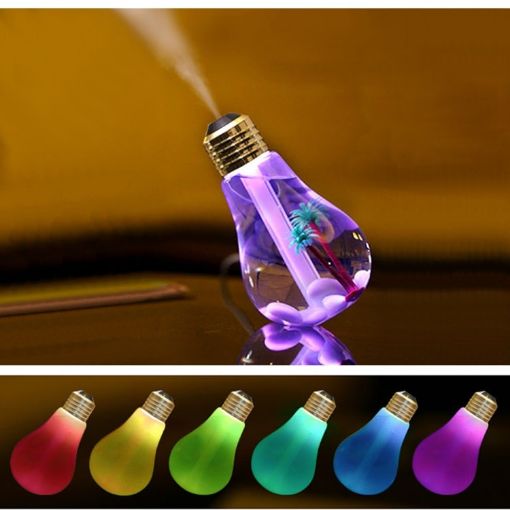 Colorful Light Bulb Shape 400ML Aromatherapy Humidifier (Gold) - 1