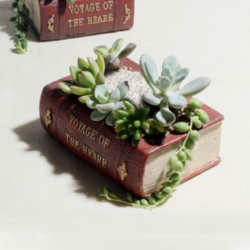 Vintage Book Planter Flower Pot for Cacti & Herbs, 10.5*8*5cm - 1
