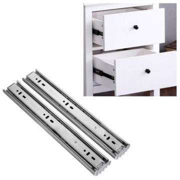 14" Mute Stainless Steel 3-Section Ball Drawer Slides, 35cm Length - 1