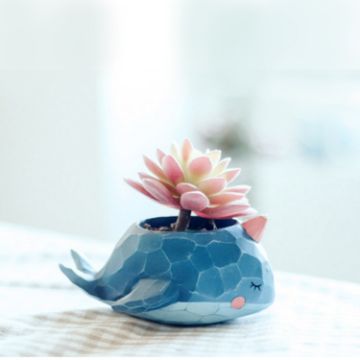 Whale Shaped Resin Animal Plant Flower Pot Decor Planter - 1