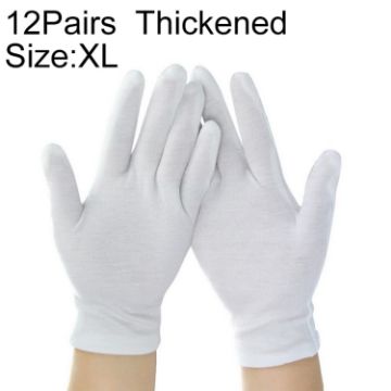 XL Thickened Pure Cotton Working Gloves, 12 Pairs - 1