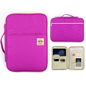 Purple A4 Multi-purpose Zipper Document Folder Storage Bag - 1