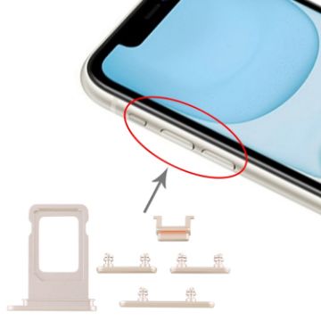 White SIM Card Tray + Side Key for iPhone 11 - 1