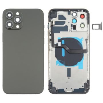 iPhone 12 Pro Max Battery Back Cover with Keys & Flex Cable (Black) - 1