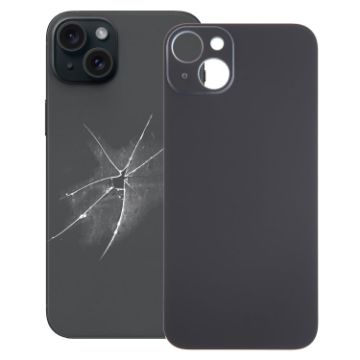 iPhone 15 Plus Black Camera Hole Glass Back Cover Replacement - 1