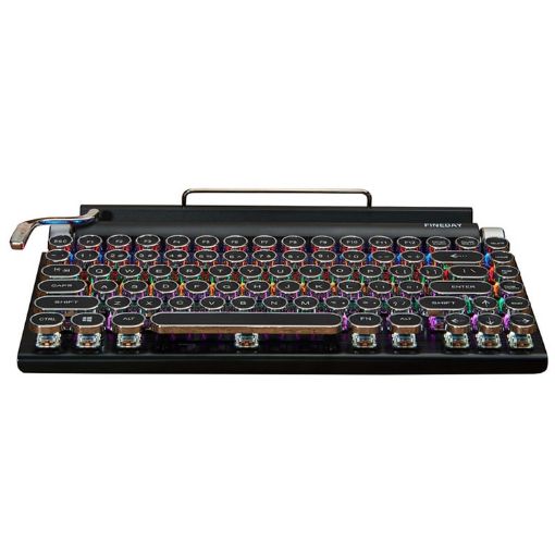 Round Retro Punk Keycap Bluetooth Mechanical Keyboard Black TW1867 - 1