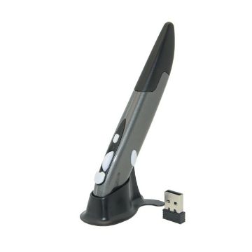 Grey PR-03 Wireless Optical Pen Mouse with 2.4G USB Receiver - 1