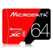 MICRODATA 64GB U3 Red/Black High Speed Micro SD Memory Card - 1